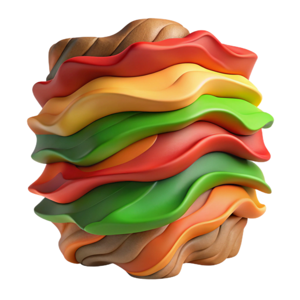 Abstract Layered 3D Render Colorful Wavy Forms png