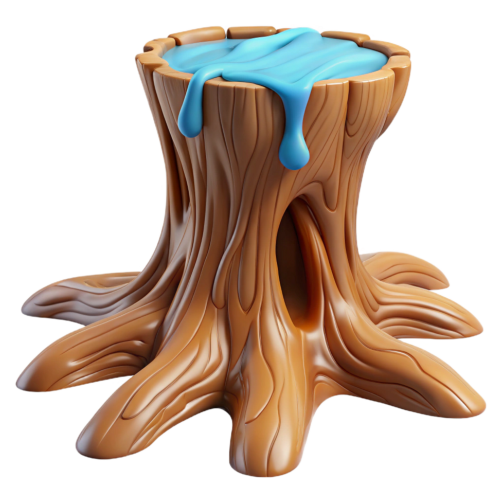 Cartoon Tree Stump with Blue Liquid png