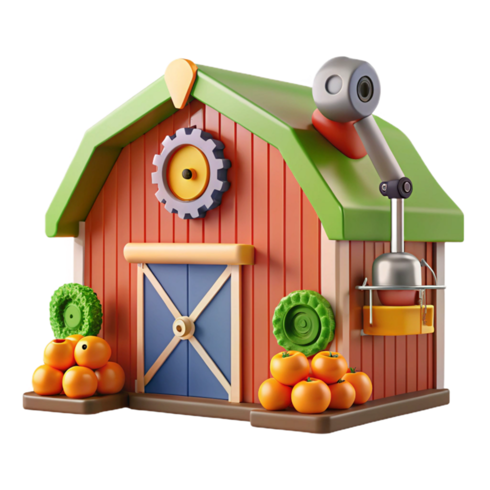 Farmhouse 3D Model Tomatoes, Gear, Barn png