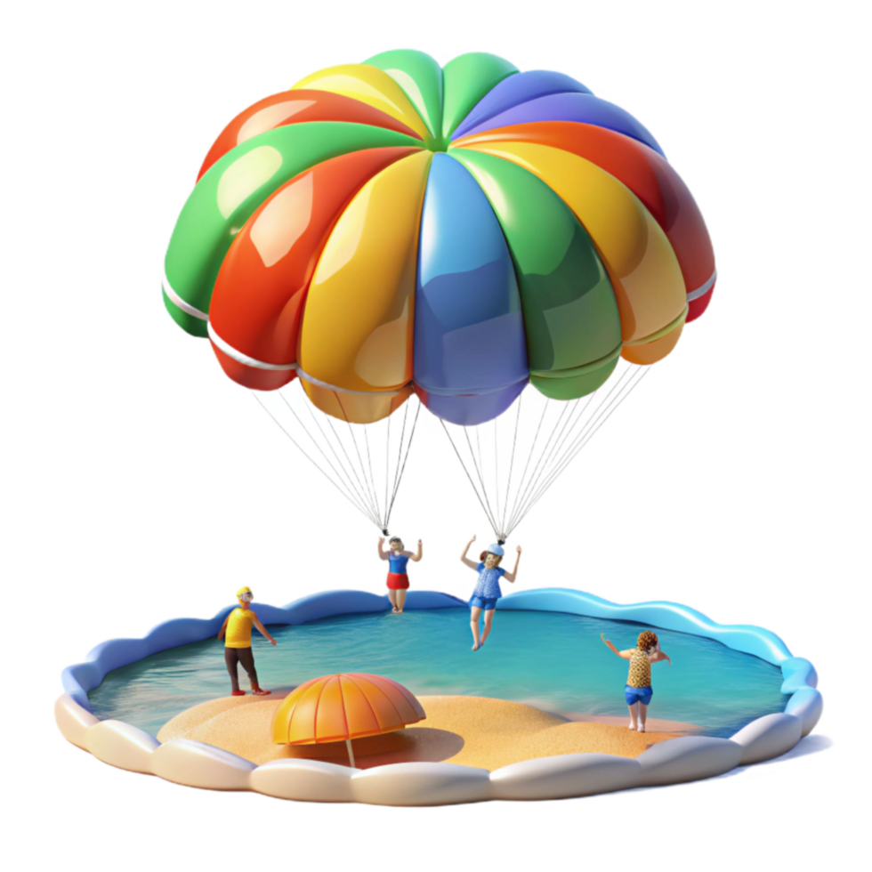 Kids Parasailing Summer Beach Fun png