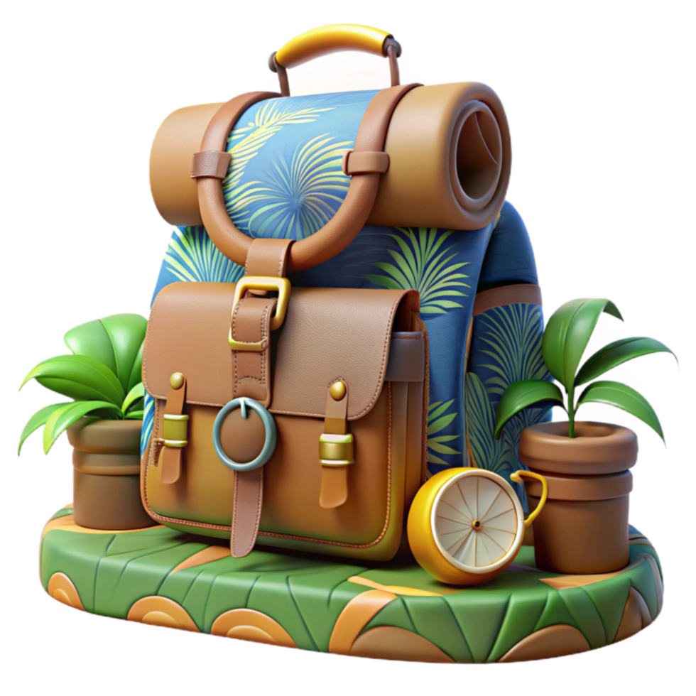 Tropical Adventure Backpack, Plants Compass png