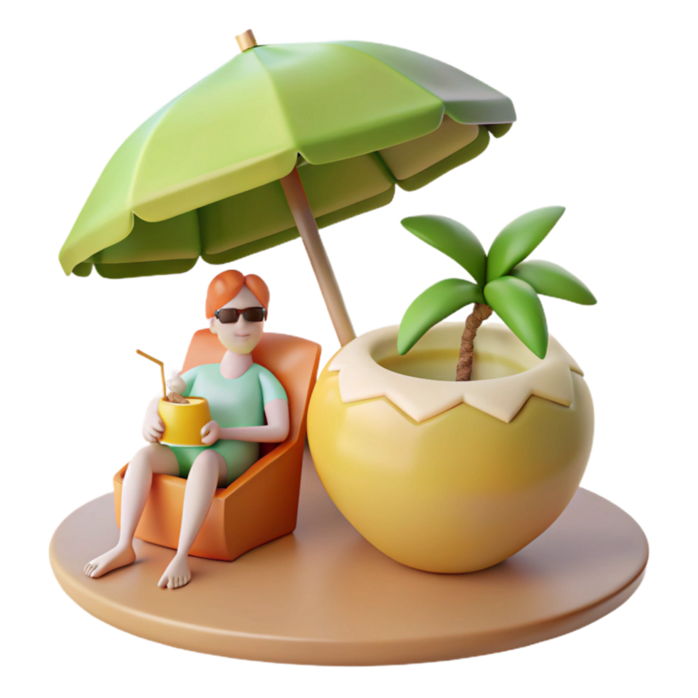 Relaxing Summer Vacation Beach Scene png