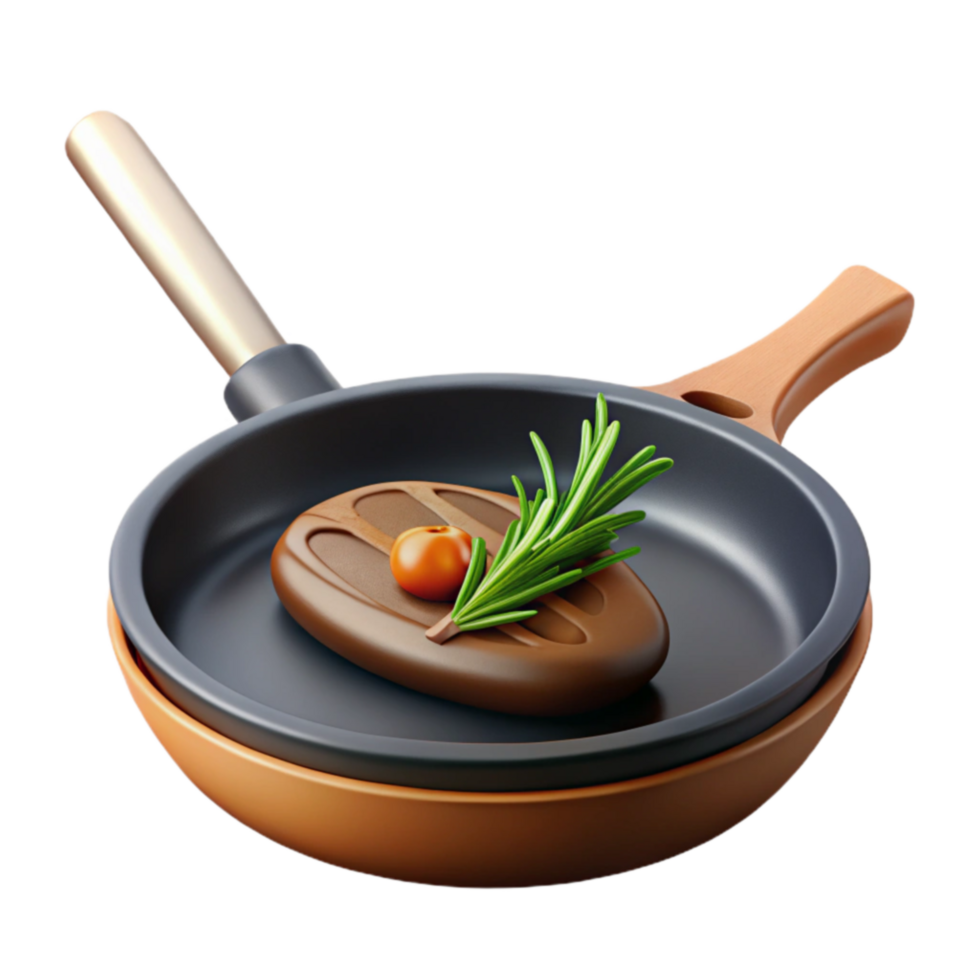 Sizzling Steak in Pan Rosemary Berry Garnish png