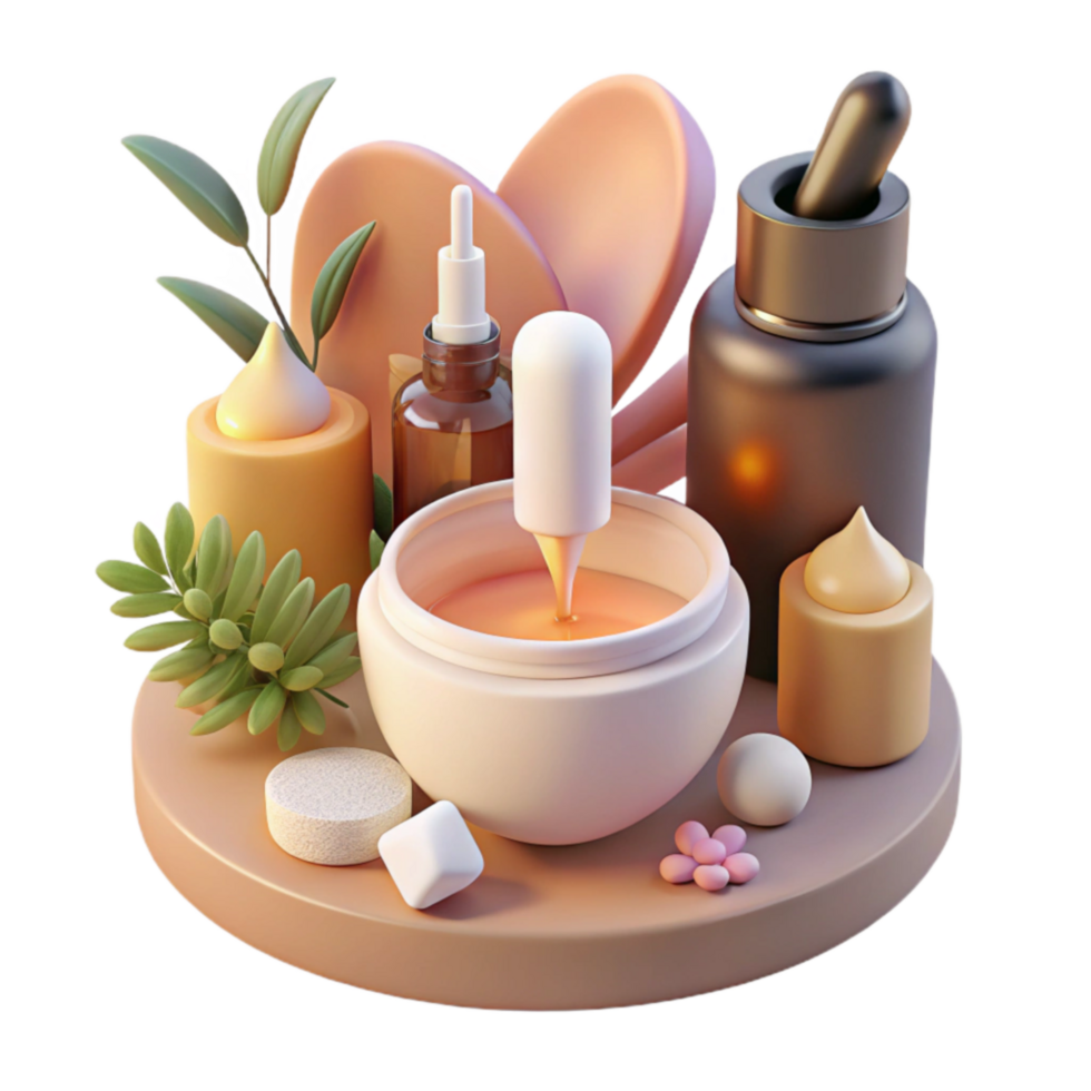 Spa Day Essentials Aromatic Oils, Creams, and Serums png