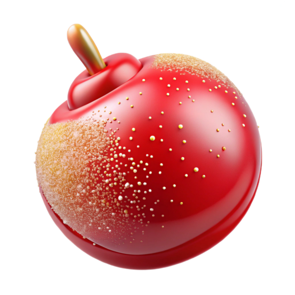 Red Candy Apple with Golden Sugar png