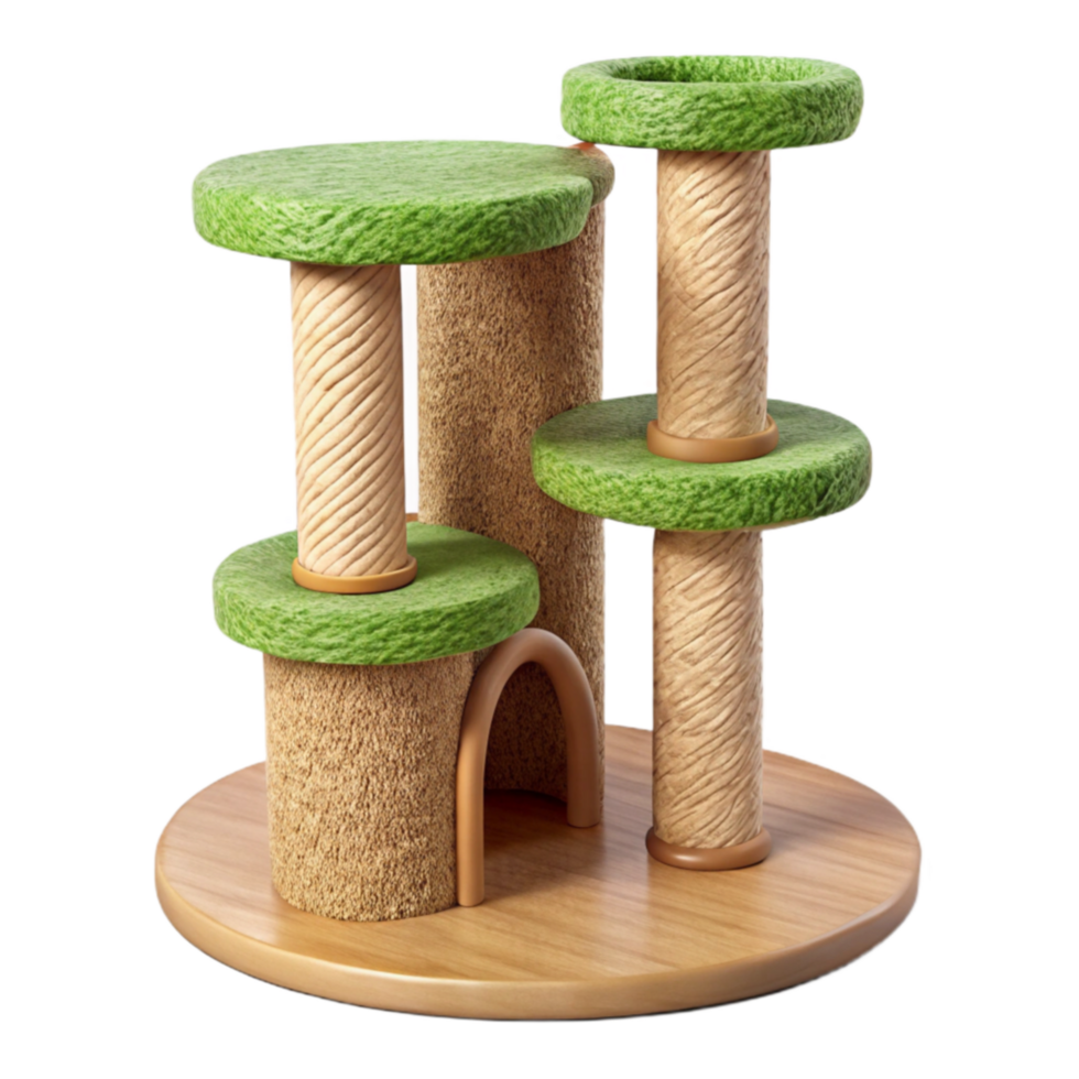 Multi-Level Cat Tree with Sisal Posts Cozy Hideaway png