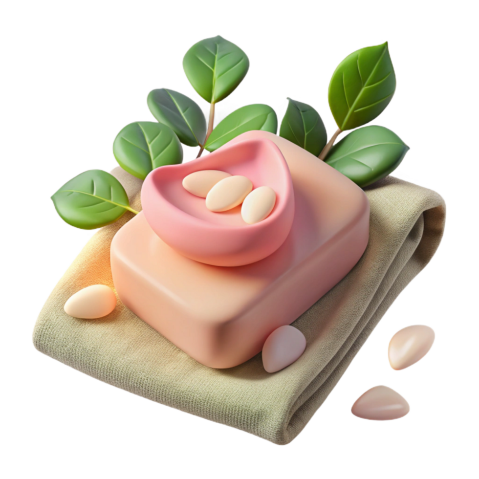 Spa Day Relaxing Soaps, Tablets, and Greenery png
