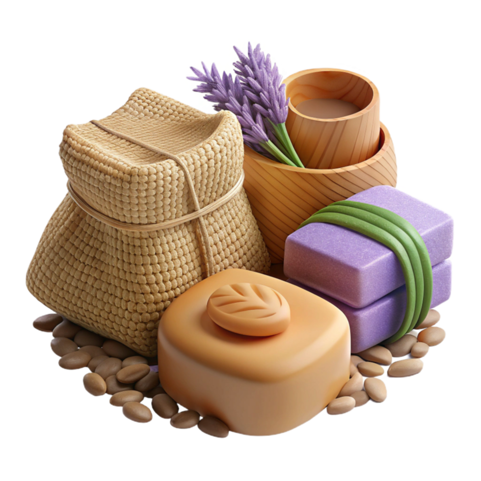 Relaxing Spa Day Lavender, Soap, and Coffee Beans png