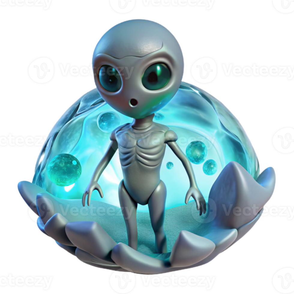 Cute Alien in Protective Sphere png
