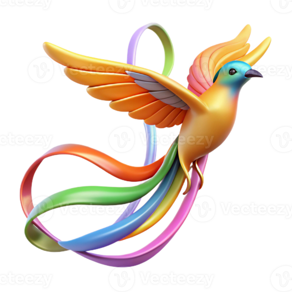 Rainbow Bird Colorful Wings, Streaming Tail png