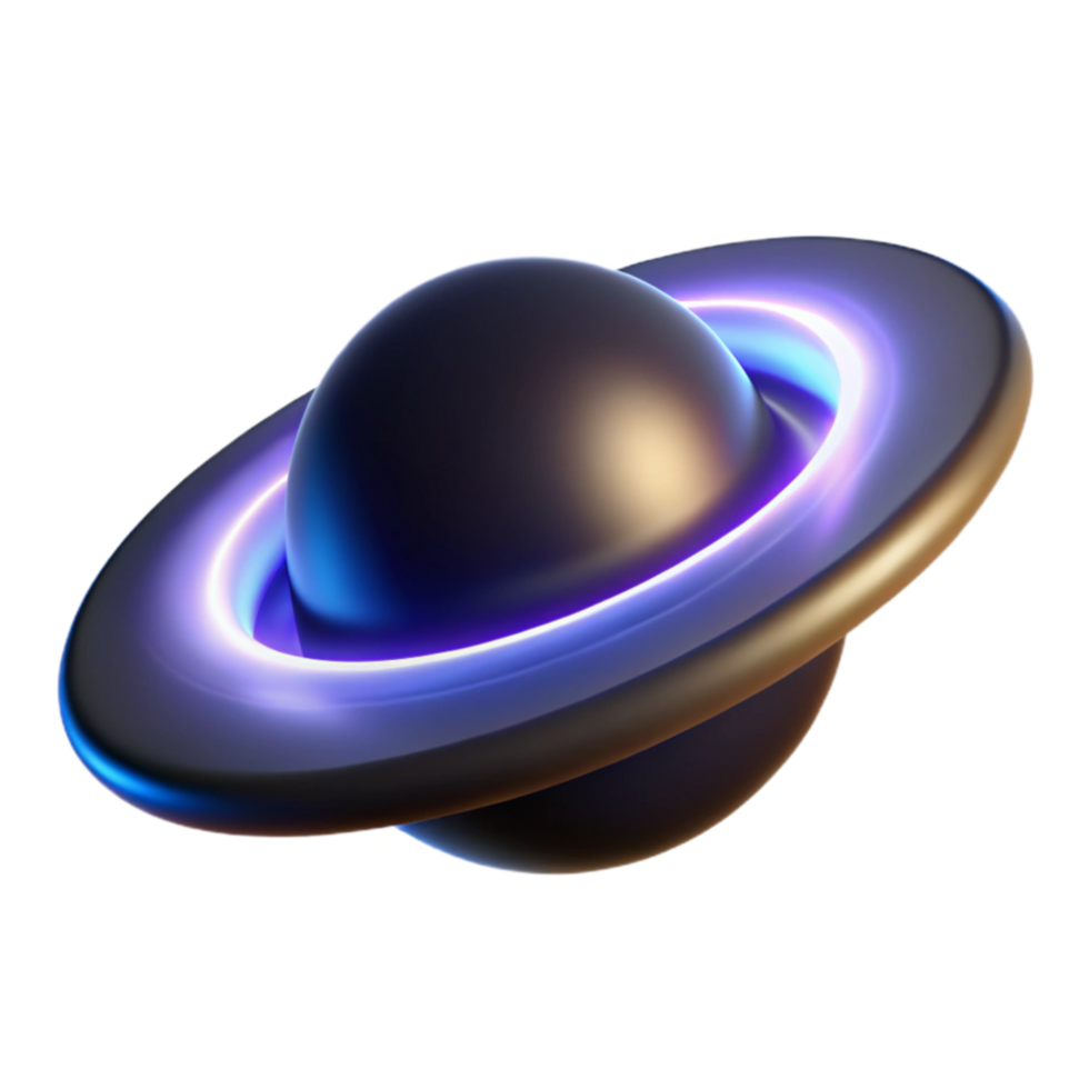 Glowing Planet Ring Abstract 3D Render png