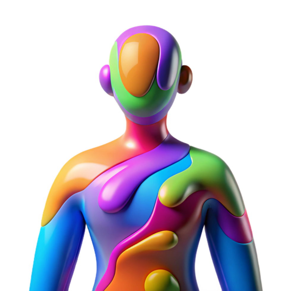 Abstract Colorful 3D Humanoid Figure png