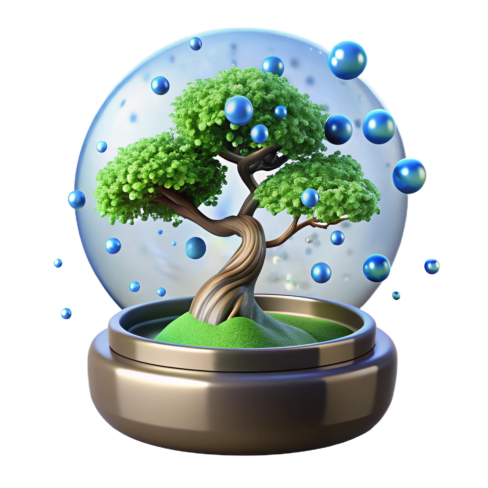 anexo bonsai árvore com flutuando partículas png