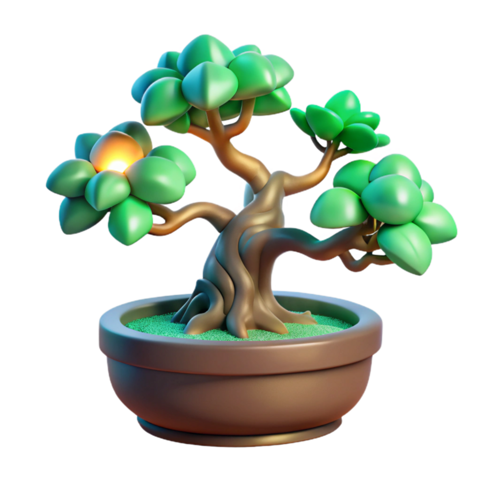 3D Render of Cartoon Bonsai Tree png