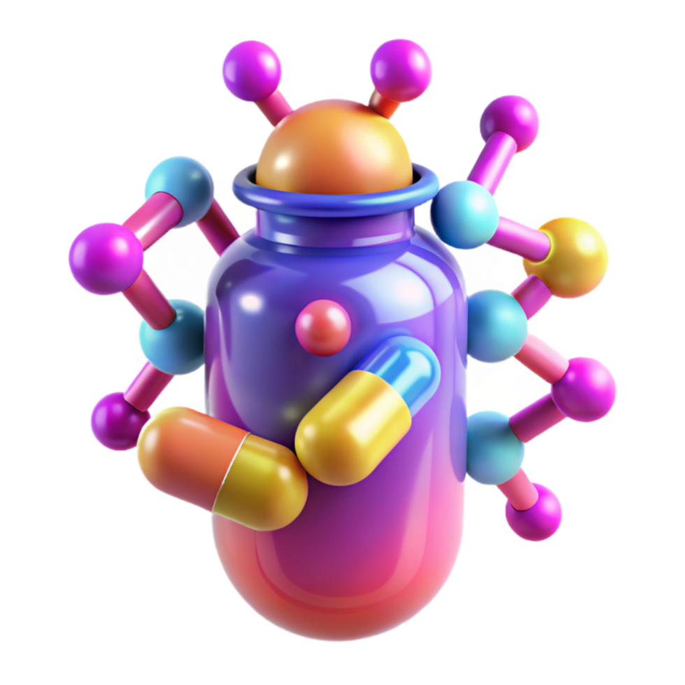 Pill Bottle Molecular Structure Pharmaceutical Science png