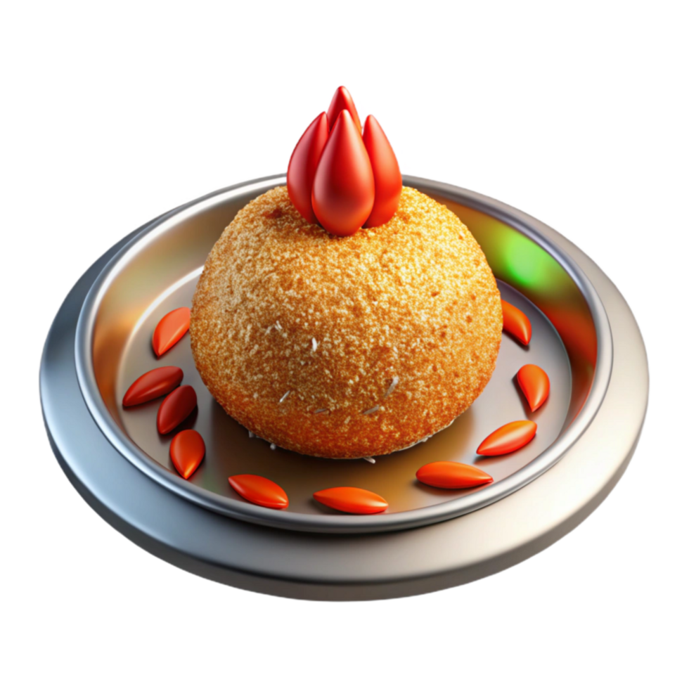 Gourmet Dessert Golden Sphere with Red Accents png