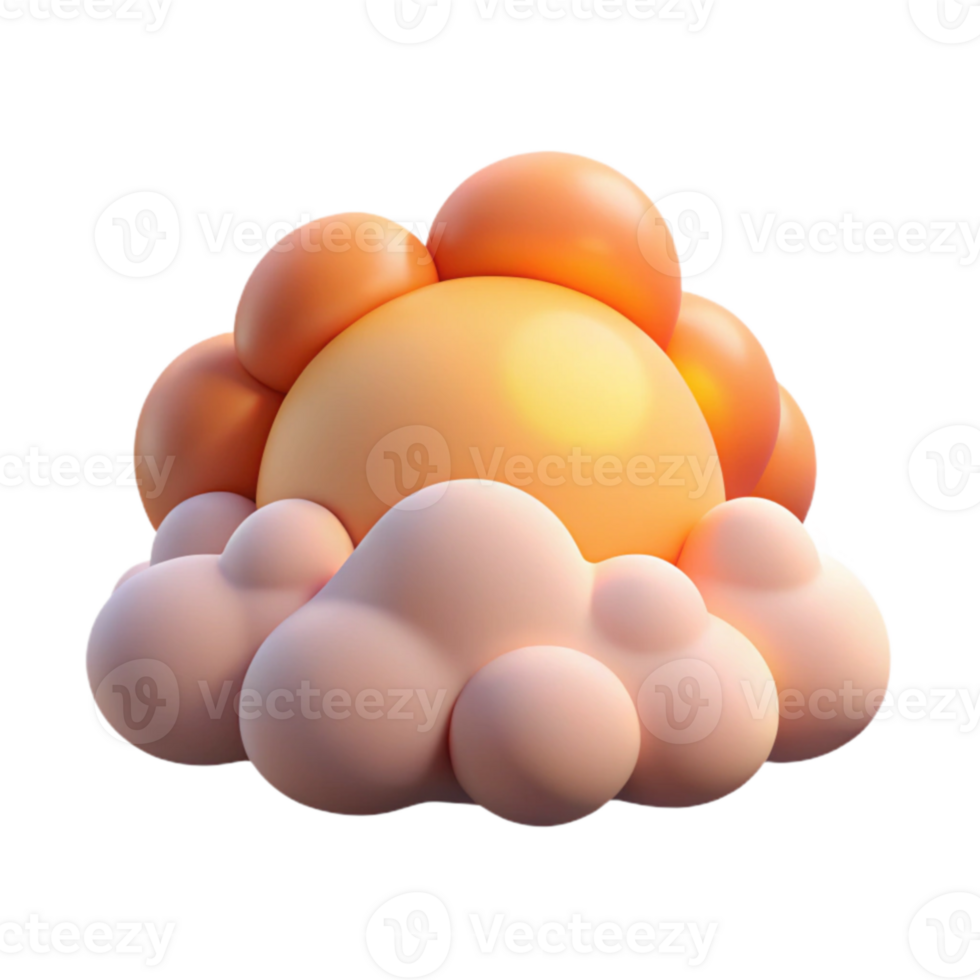 Sun Behind Clouds 3D Render of a Cartoon Sunrise png