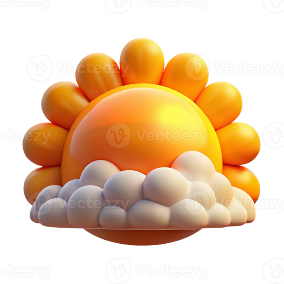 Sunny Day with Clouds 3D Render png