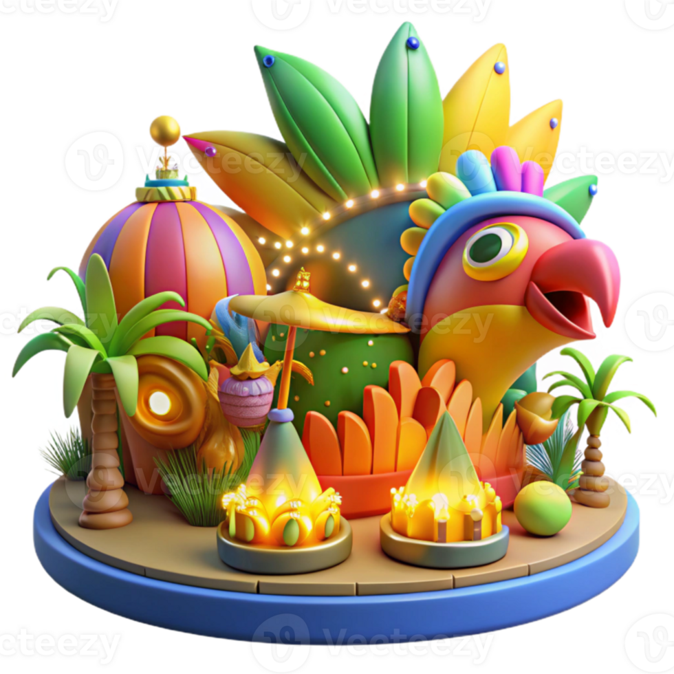 Vibrant Carnival Ride Tropical Bird Theme Park png