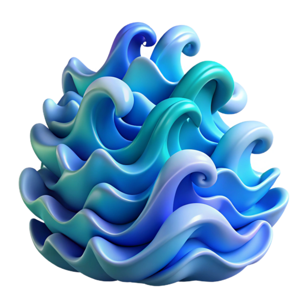 Abstract Blue Wave 3D Render png