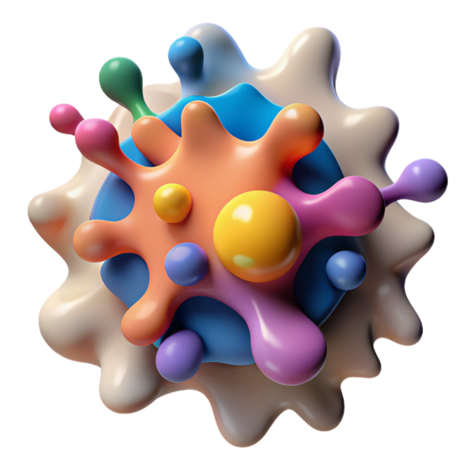 Abstract Colorful 3D Liquid Splashes png