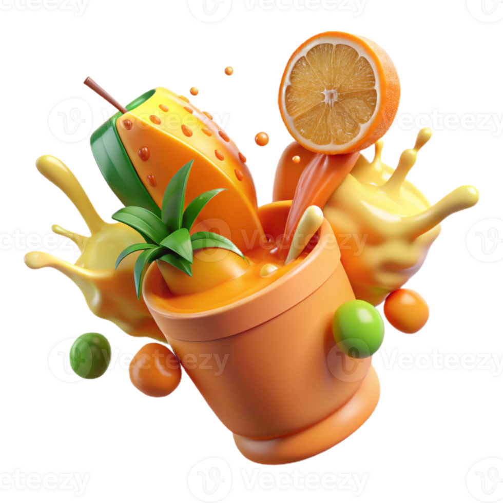 Tropical Fruit Juice Splash Refreshing Blend png