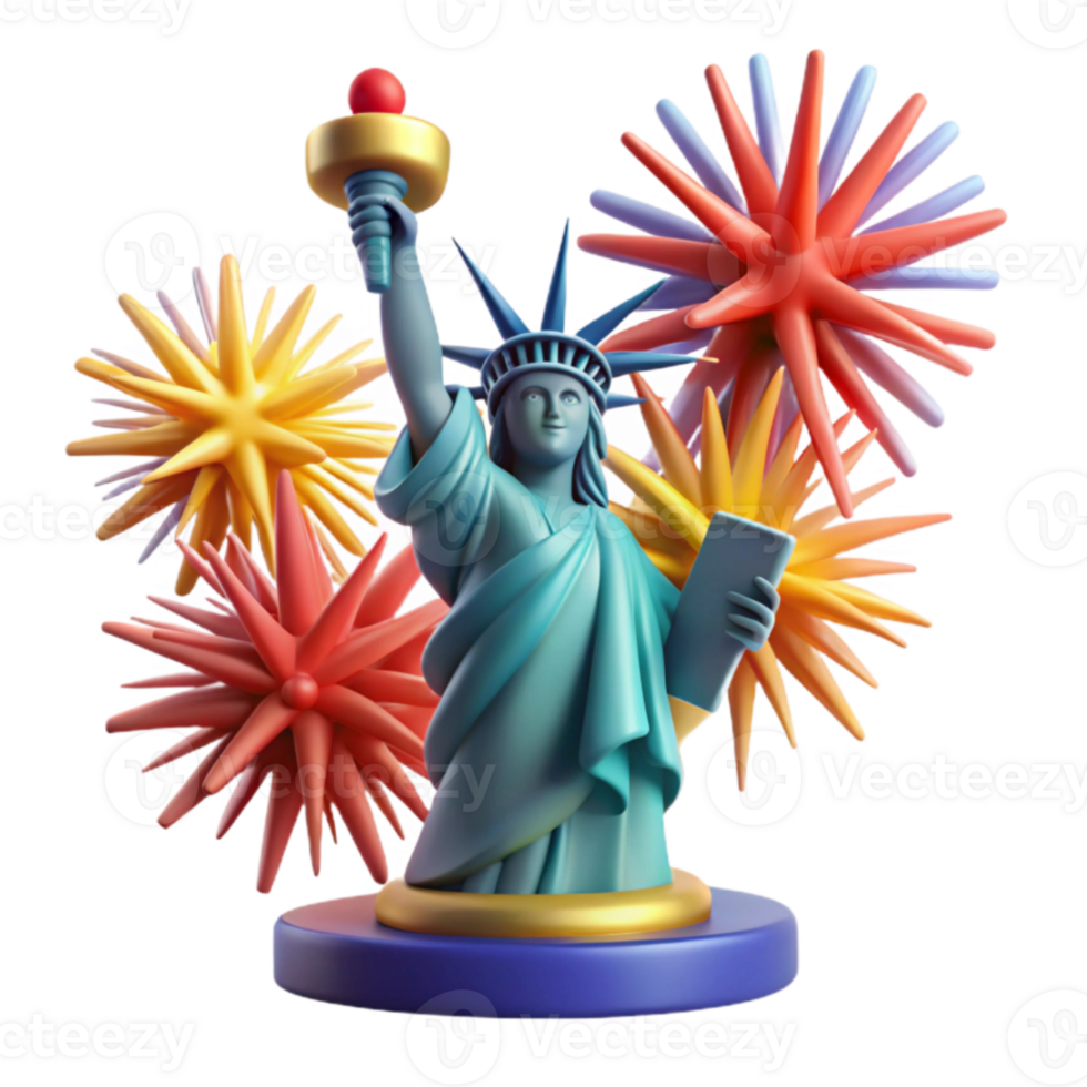 Patriotic Fireworks Liberty Statue png