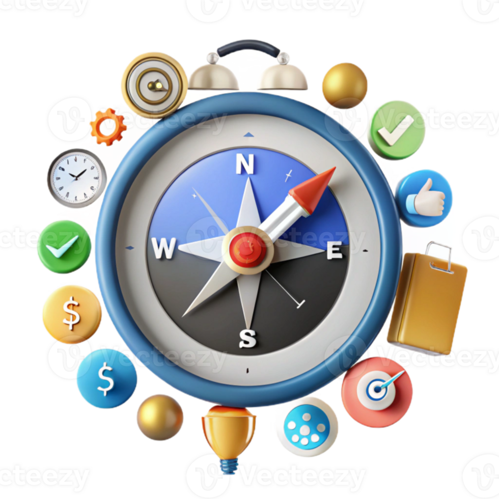 Compass Navigation Guide to Time, Goals, and Success png