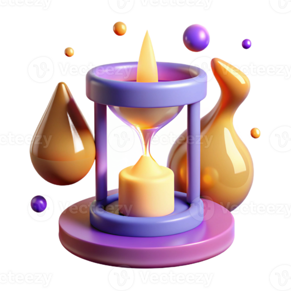 Abstract Hourglass with Liquid Elements 3D Render png