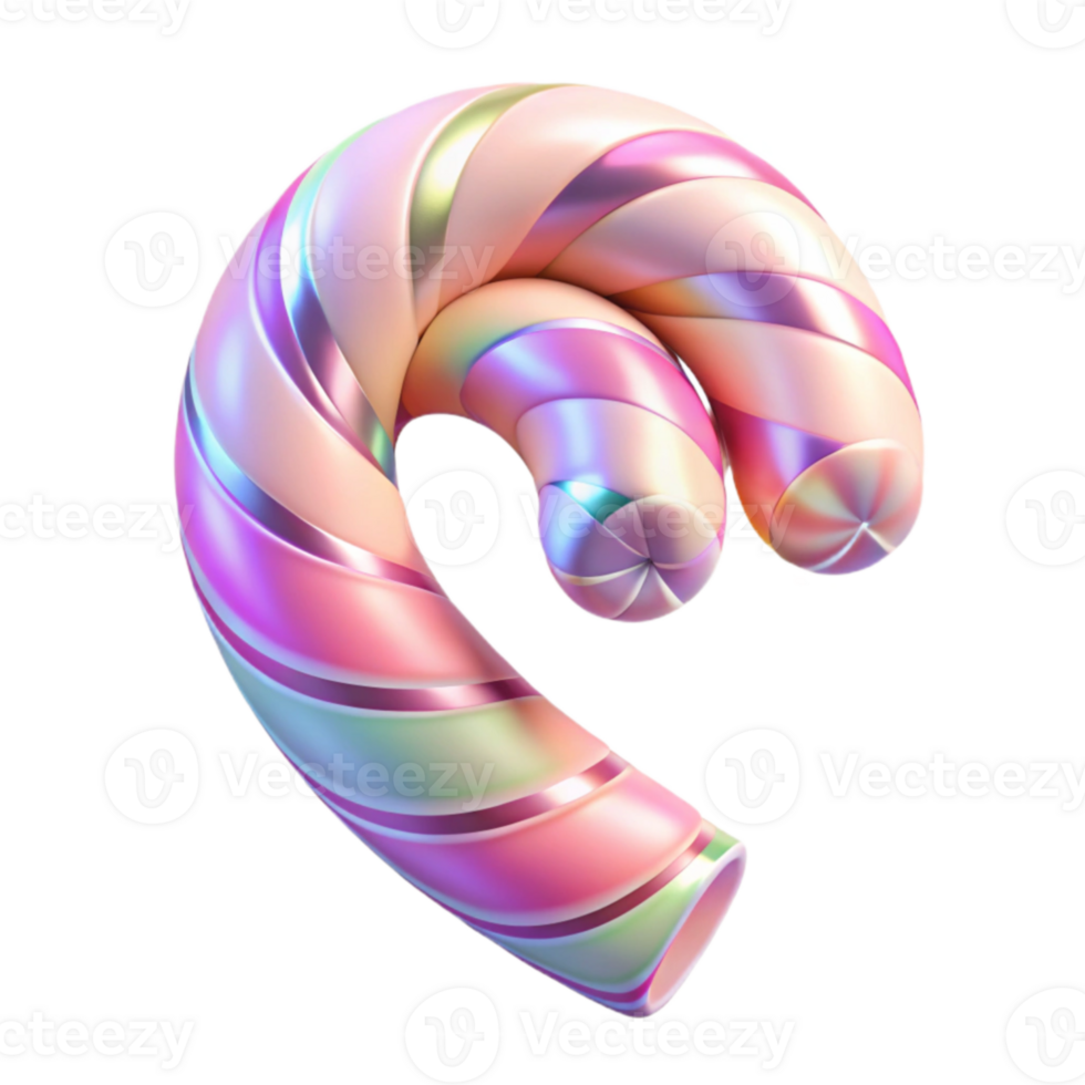 Iridescent Candy Cane Swirl 3D Render png