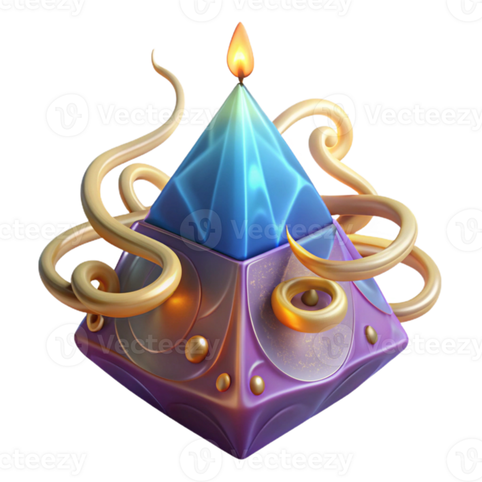 Enchanted Pyramid Mystical Gem and Golden Tentacles png