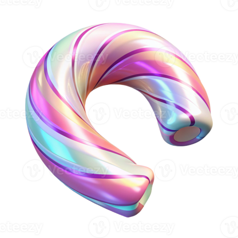 Iridescent Candy Cane Swirl Abstract 3D Render png