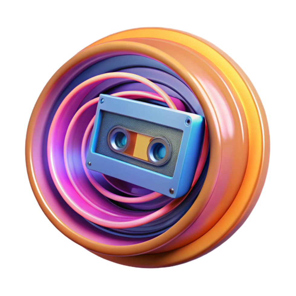 Retro Cassette Tape in Abstract Swirl png