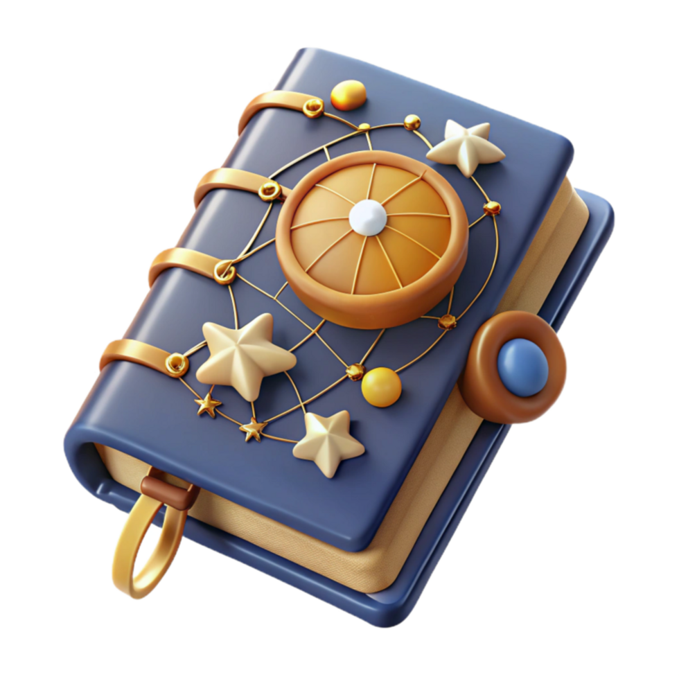 Celestial Book 3D Render of Magical Journal png