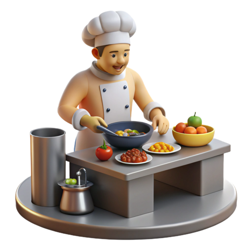 Chef Cooking Delicious Food in Kitchen png