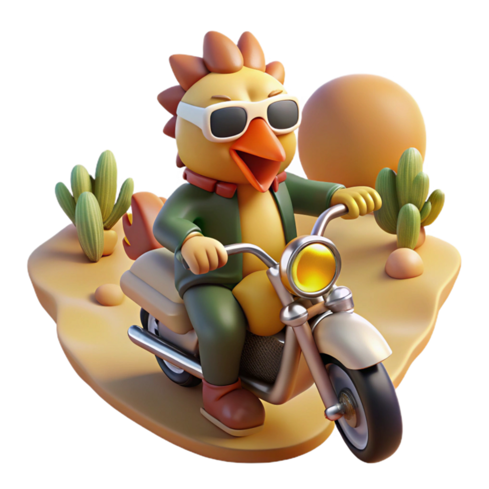Cool Chick on a Motorcycle in the Desert png