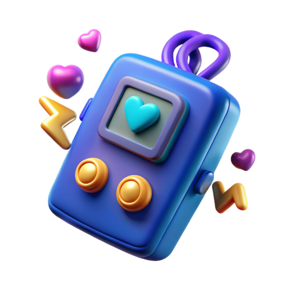 3D Render of Cute Digital Heart Device png