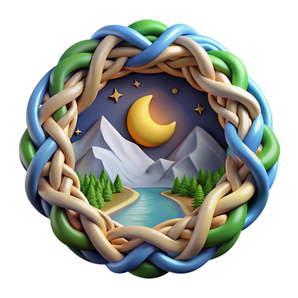 Night Scene in a Woven Frame png