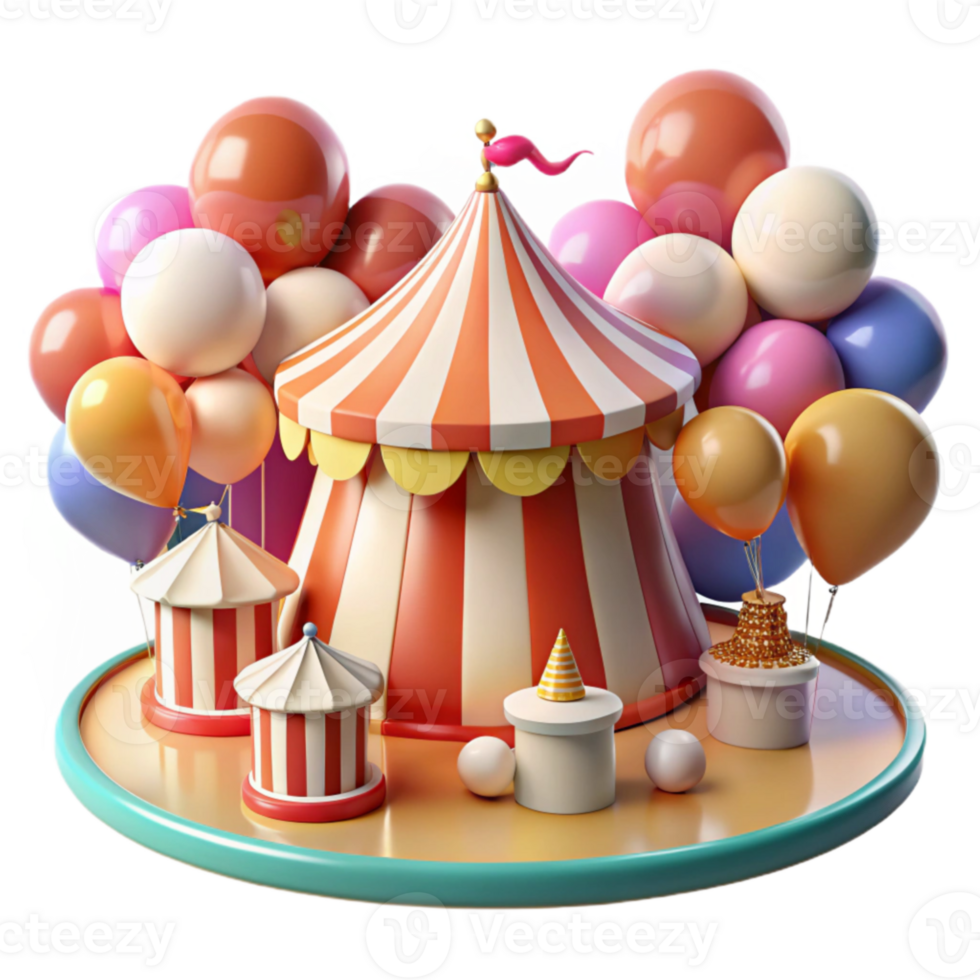 Circus Tent, Balloons, and Party Decor png