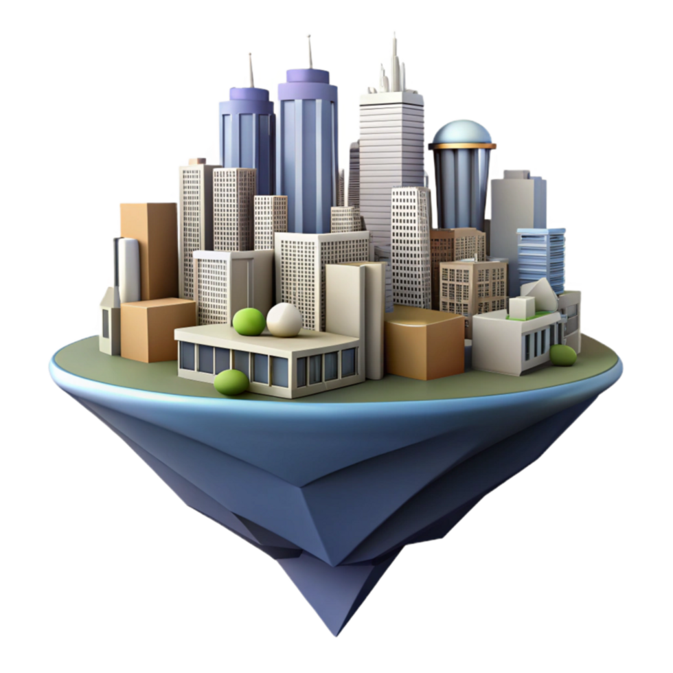 Floating City Urban Landscape, Architectural Design, 3D Model png