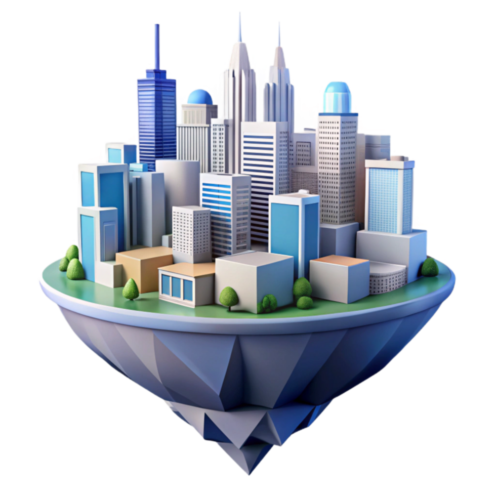 Floating City Urban Landscape Model png