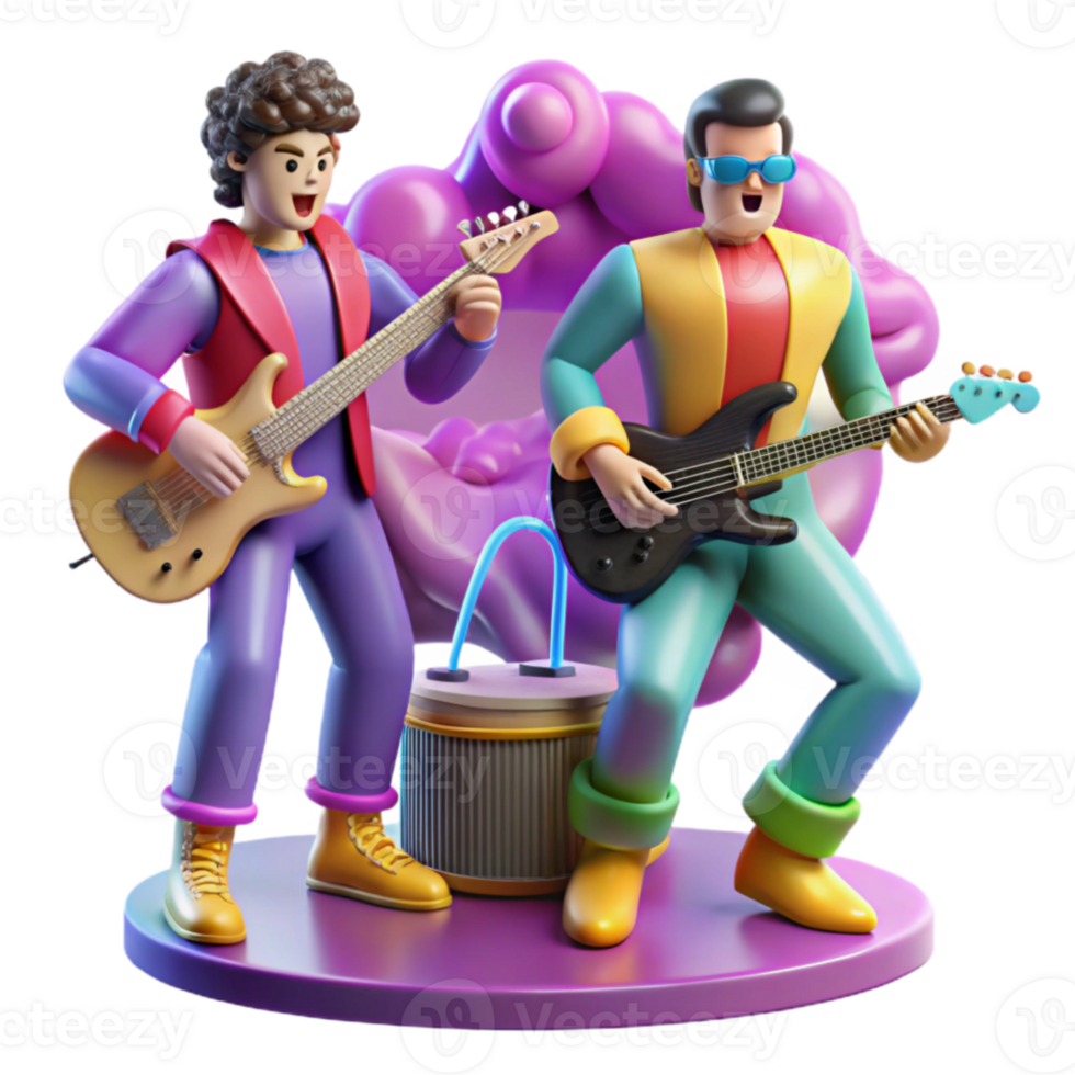 Synthwave Music Band 3D Render png