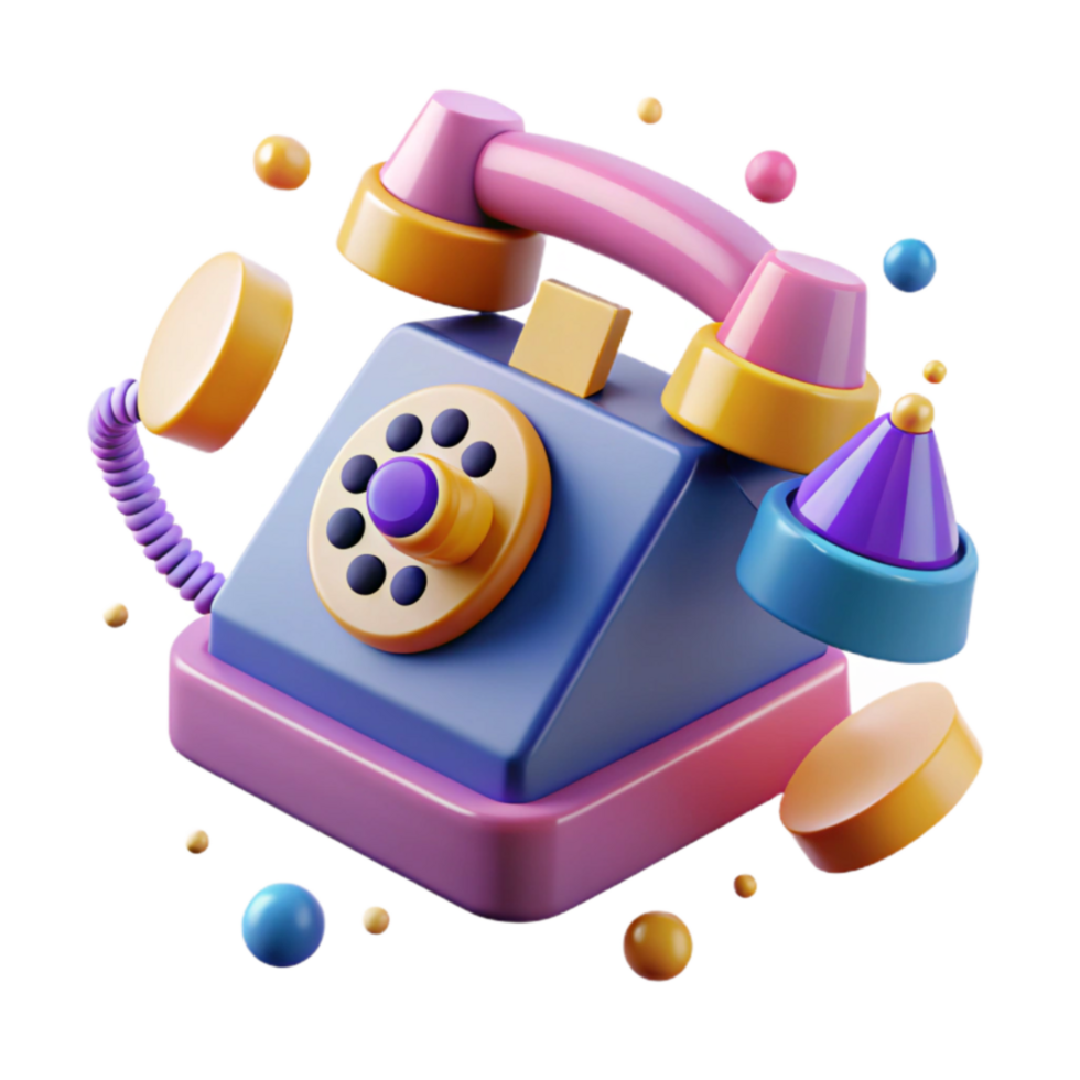 Colorful 3D Retro Phone Icon png