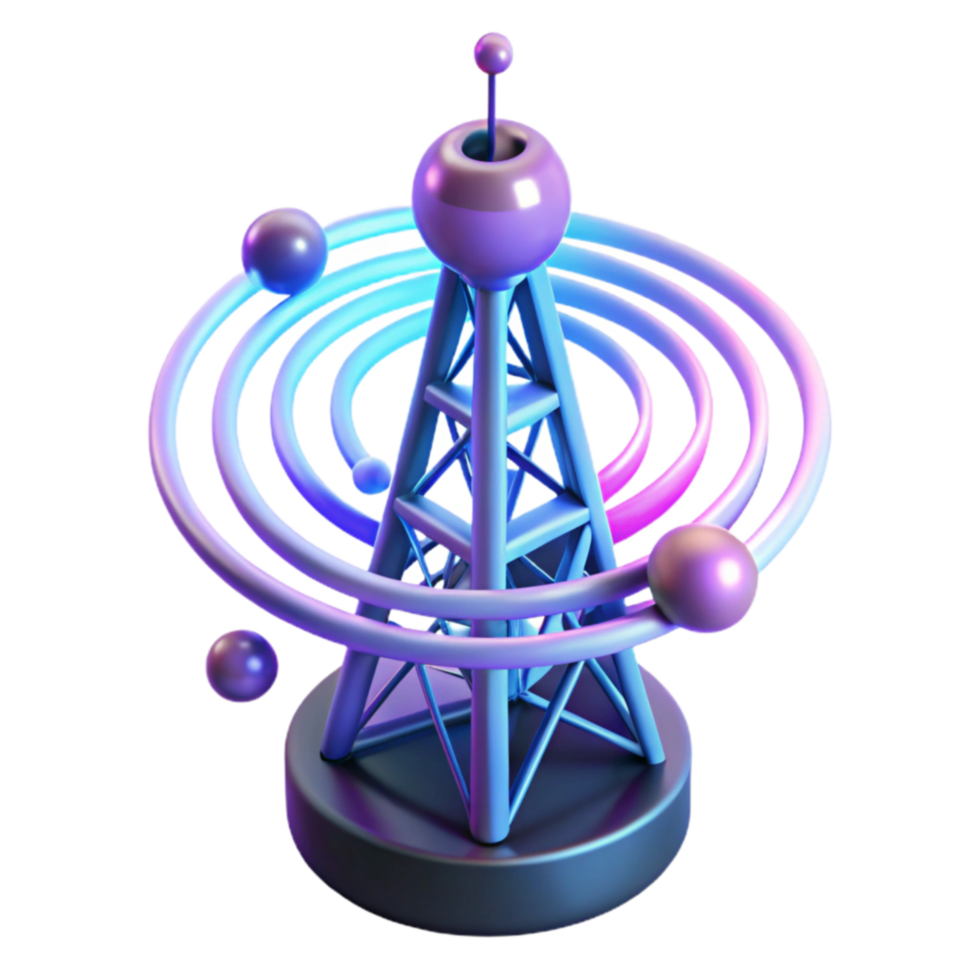 Spiral Galaxy Communication Tower 3D Render png