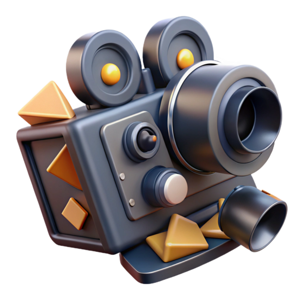 Vintage Camera 3D Render of Retro Filmmaking Device png