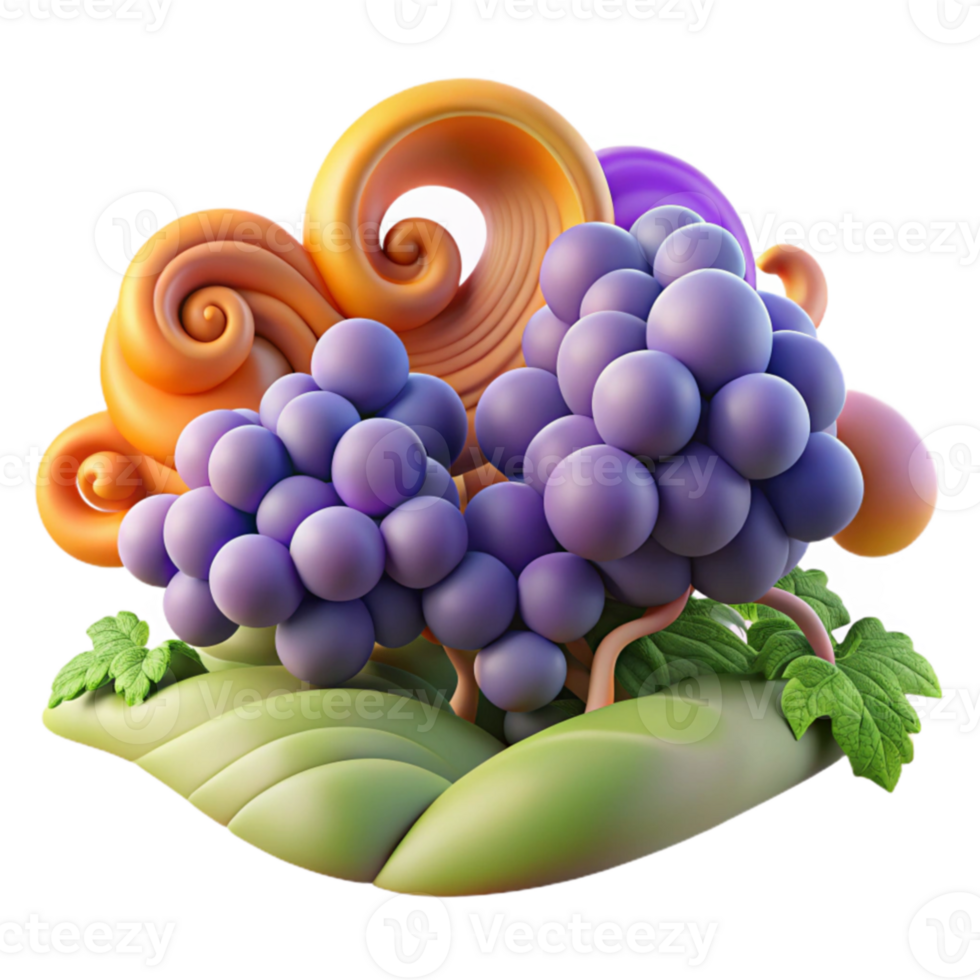 Vibrant Grapes in a Whimsical Garden png
