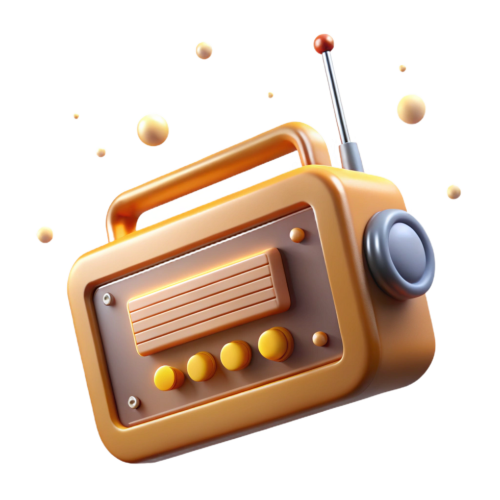 Retro Radio 3D Render of Vintage Radio Receiver png