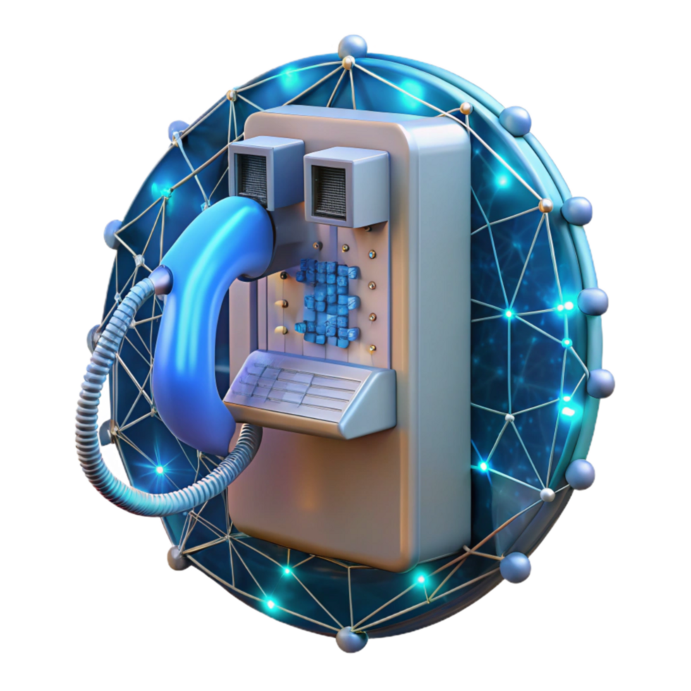 Retro Phone in Network Digital Communication Evolution png