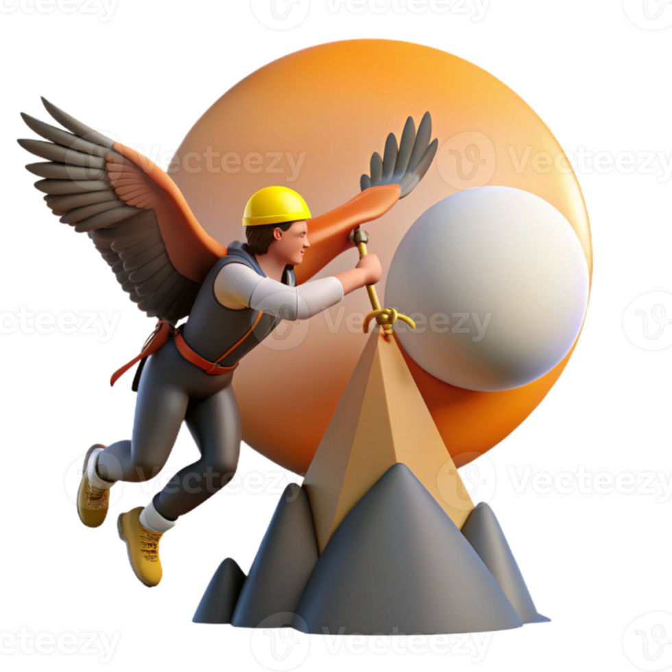 Winged Worker Building a Pyramid png