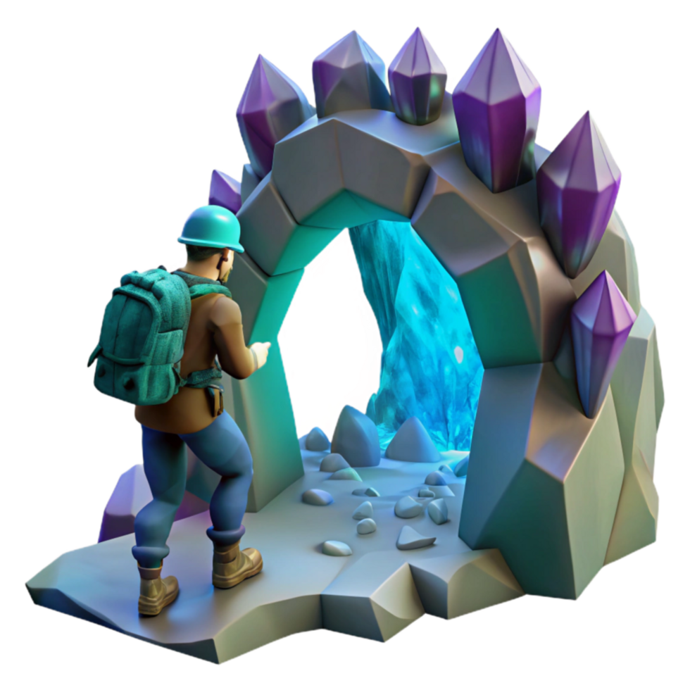 Crystalline Cave Exploration Adventurer s Journey png